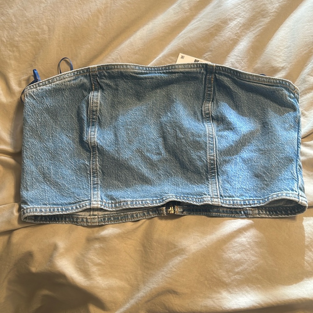 Zara NWT cropped denim tube top